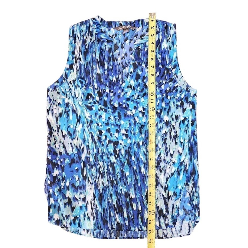 Charlie Jade Women Blue Abstract Print Sleeveless Boho Chic Blouse Top Small A49 - Picture 8 of 9